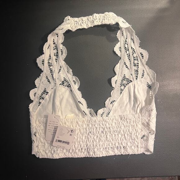 NWT Free People White Free People Adella Lace Halter Bralette L - Picture 5 of 7